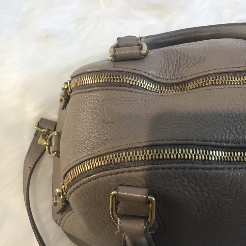 J CREW PEBBLED LEATHER MED SATCHEL TAUPE - Picture 7 of 11